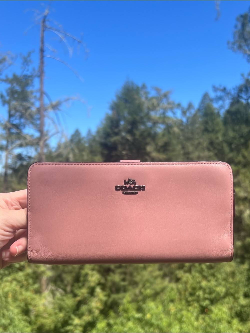 COACH Pink Leather Slim Wallet Credit Card Holder w Gunmetal Hardware AUTHENTIC